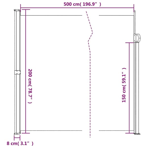 vidaXL Indragbar sidomarkis gräddvit 200x500 cm Kräm