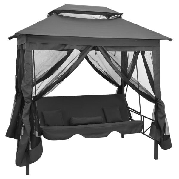 vidaXL Hammock med tak antracit 220x160x240 cm stål Antracit
