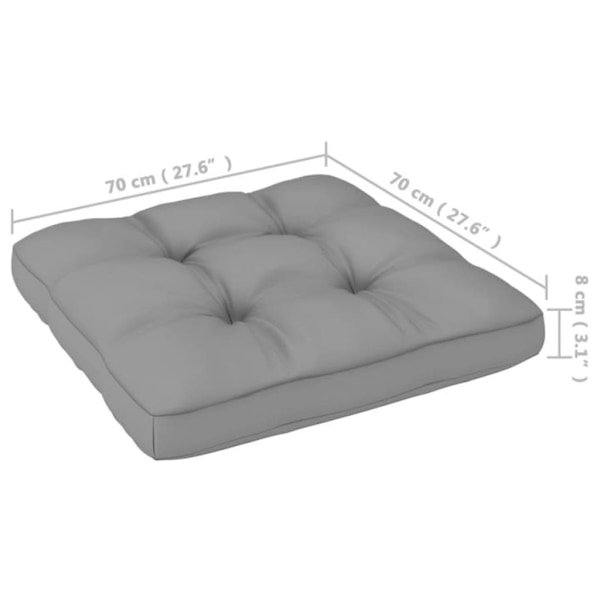vidaXL Loungegrupp med dynor 3 delar massiv furu grå