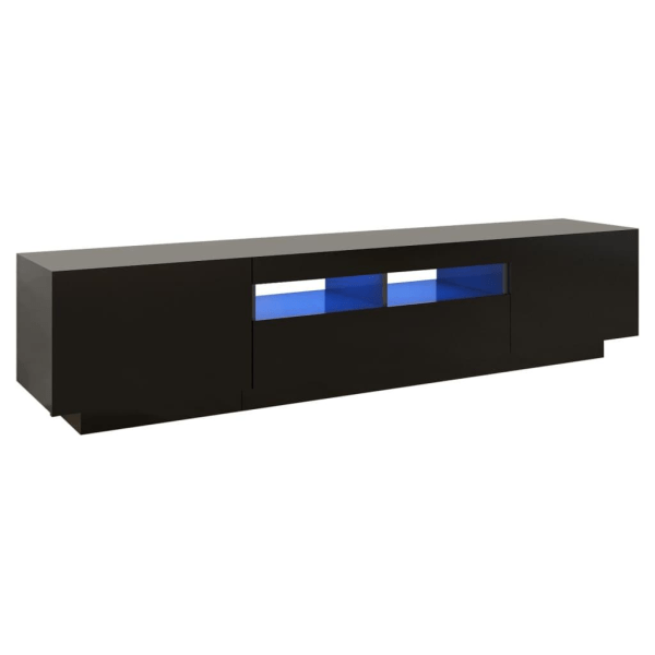 vidaXL TV-bänk med LED-belysning svart 180x35x40 cm Svart