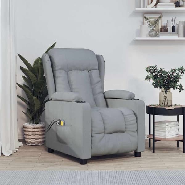 vidaXL Elektrisk massagefåtölj ljusgrå tyg Grå