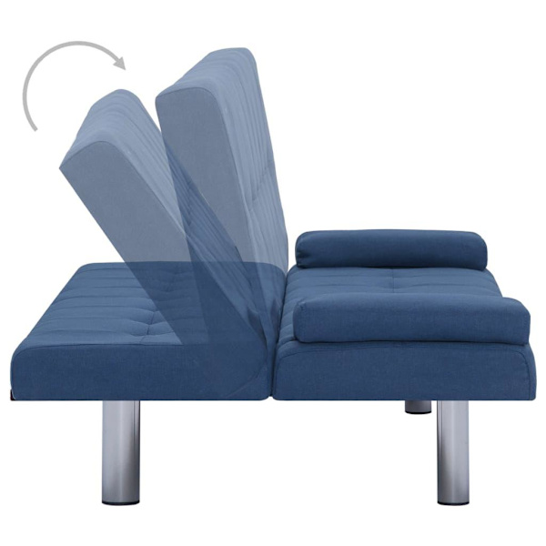 vidaXL Bäddsoffa med två kuddar blå polyester Blå