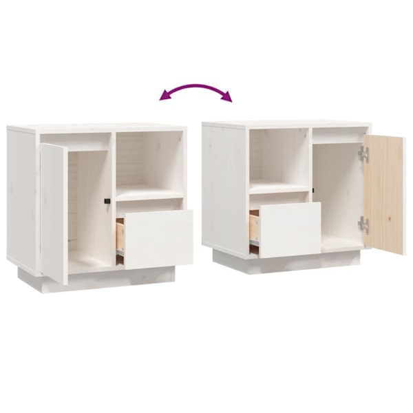 vidaXL Sängbord 2 st vit 50x34x50 cm massivt furuträ Vit