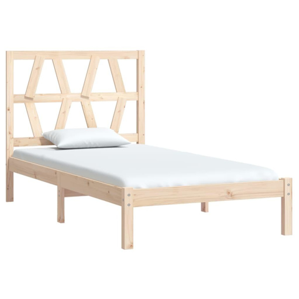 vidaXL Sängram massiv furu 90x190 cm Brun