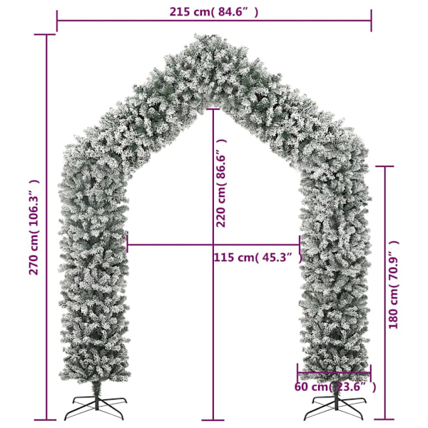 vidaXL Julgransbåge med snö 270 cm Vit
