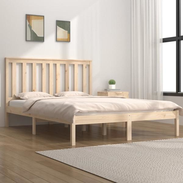 vidaXL Sängram massiv furu 180x200 cm Brun