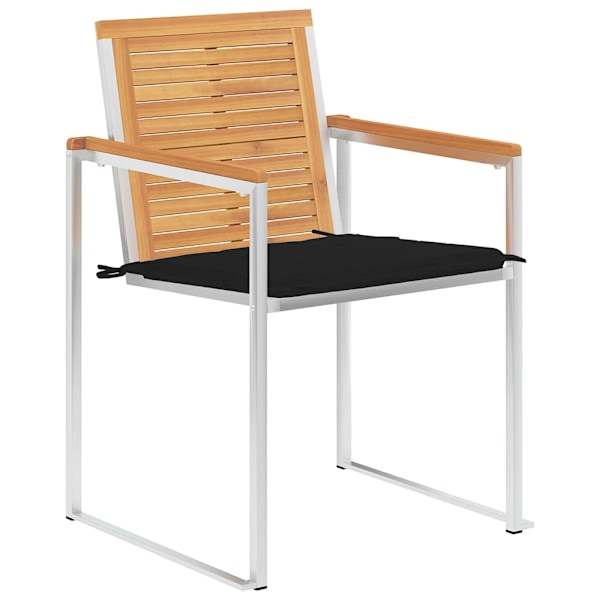 vidaXL Trädgårdsstolar med dynor 4 st massiv teak Svart