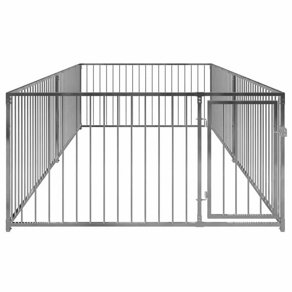 vidaXL Hundgård för utomhusbruk 200x400x100 cm Silver