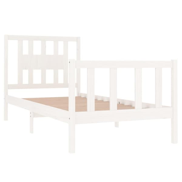vidaXL Sängram vit massivt trä 75x190 cm Vit