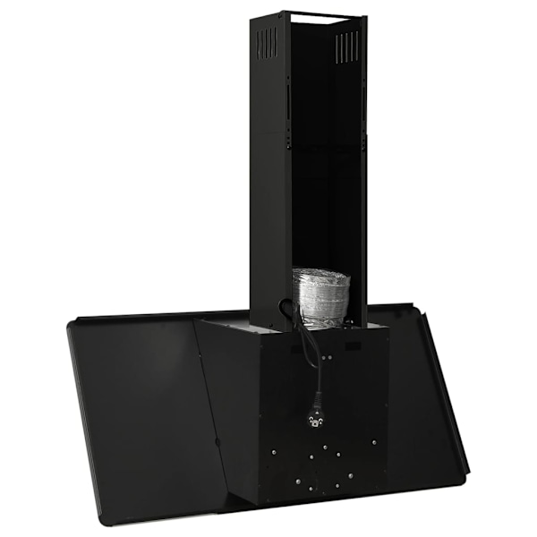 vidaXL Köksfläkt 90 cm rostfritt stål och härdat glas svart Svart