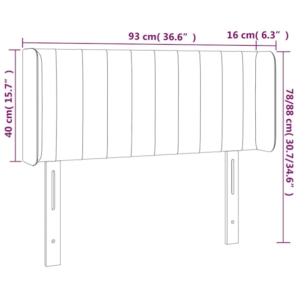 vidaXL Sänggavel med kanter taupe 93x16x78/88 cm tyg Taupe
