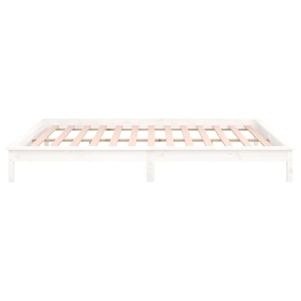 vidaXL Sängram LED vit 180x200 cm massivt trä Vit