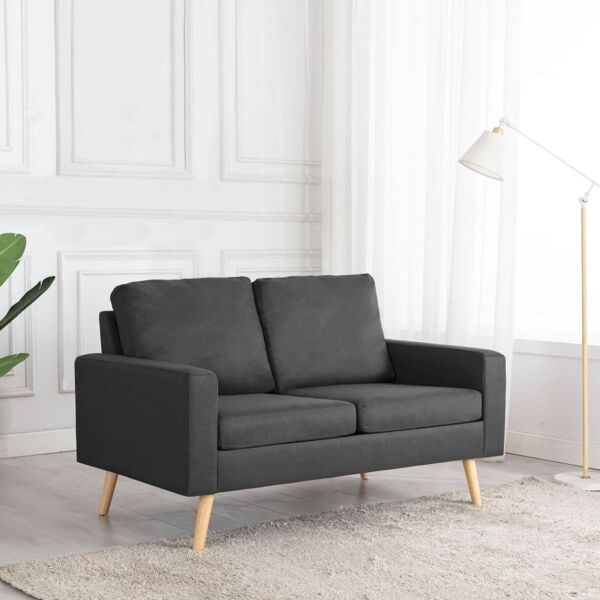 vidaXL Soffa 2-sits mörkgrå tyg grå