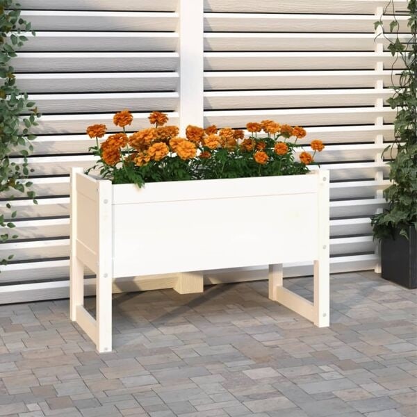 vidaXL Odlingslåda vit 78x40x52 cm massiv furu Vit