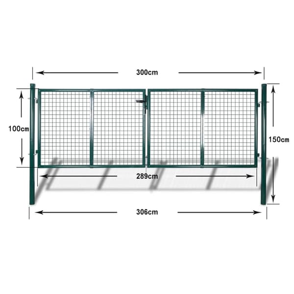 vidaXL Staketgrind stål 300x100 cm grön Grön