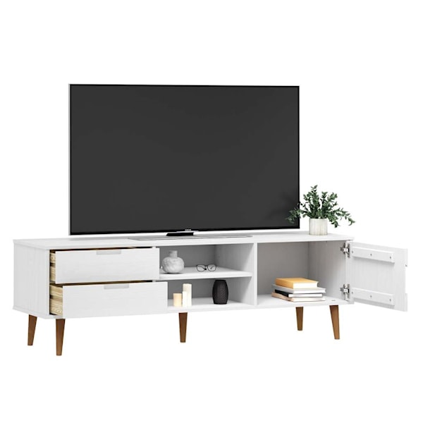 vidaXL Tv-bänk MOLDE vit 158x40x49 cm massiv furu Vit