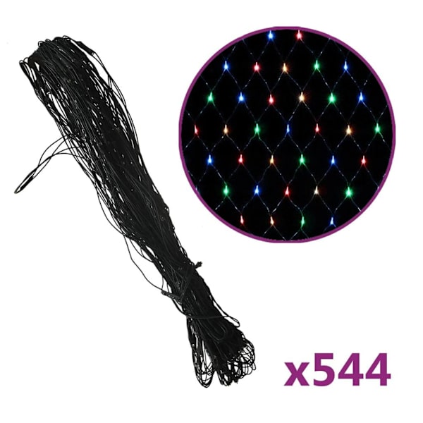 vidaXL Ljusnät flerfärgad 4x4 m 544 LED inne/ute multifärg