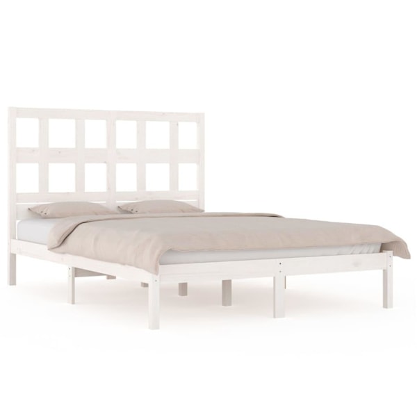 vidaXL Sängram vit massiv furu 120x200 cm enkelsäng Vit