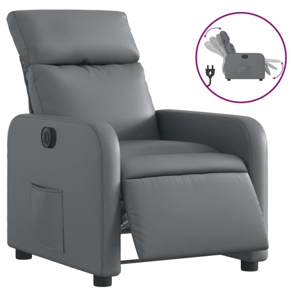 vidaXL Elektrisk reclinerfåtölj grå konstläder Grå