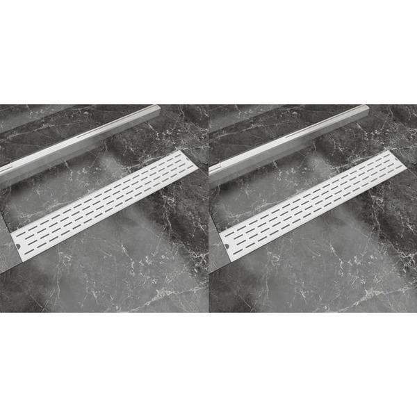 vidaXL Avlång golvbrunn 2 st rak rostfritt stål 730x140 mm