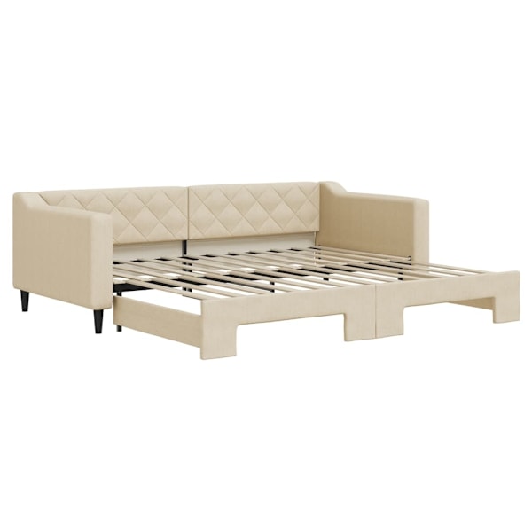 vidaXL Dagbädd utdragbar gräddvit 90x200 cm tyg Kräm