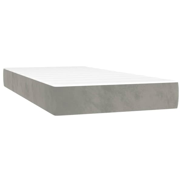 vidaXL Ramsäng med madrass & LED ljusgrå 200x200 cm sammet Grå