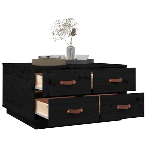 vidaXL Soffbord svart 80x80x45 cm massiv furu Svart