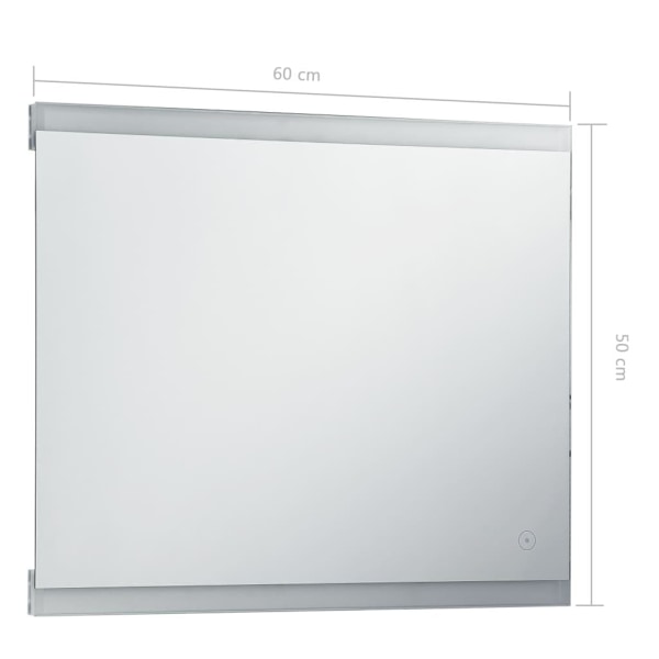 vidaXL Badrumsspegel LED med touch-sensor 60x50 cm Silver