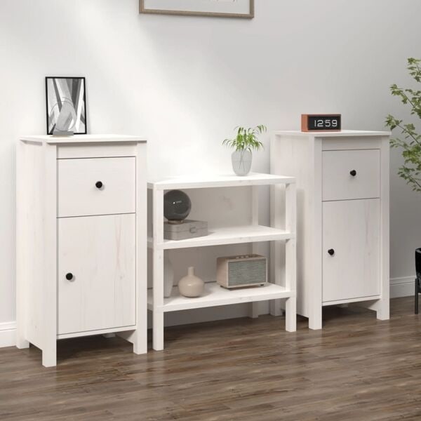 vidaXL Skåp 2 st 40x35x80 cm massiv furu Vit