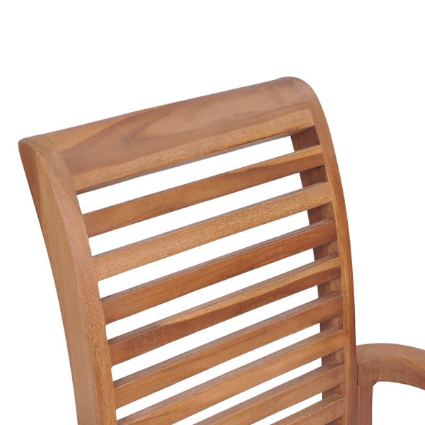 vidaXL Matstolar 8 st med ljusgröna dynor massiv teak Grön