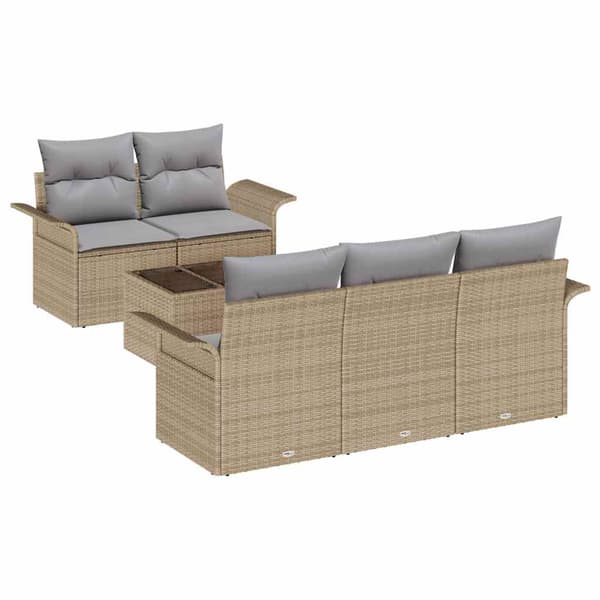 vidaXL Trädgårdsoffset 6 st 5-Antal sittplatser Beige och Grå Beige