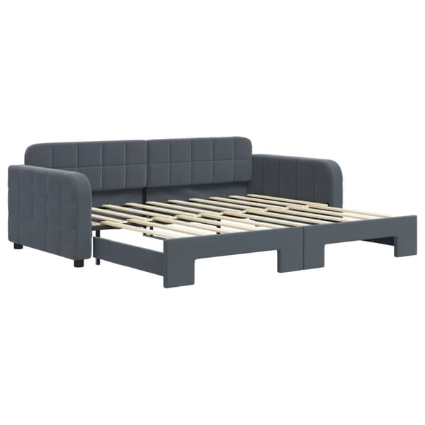 vidaXL Dagbädd utdragbar mörkgrå 90x190 cm sammet Grå