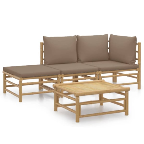 vidaXL Loungegrupp 4 delar taupe dynor bambu Brun