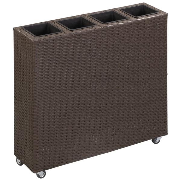 vidaXL Odlingslåda med 4 krukor upphöjd 80x22x79 cm konstrotting brun Brun