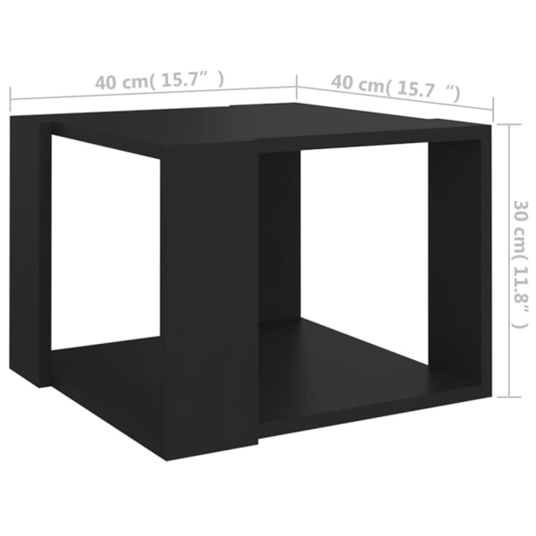 vidaXL Soffbord svart 40x40x30 cm konstruerat trä Svart