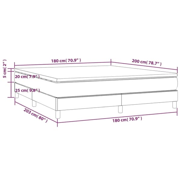 vidaXL Ramsäng med madrass ljusgrå 180x200 cm sammet Grå