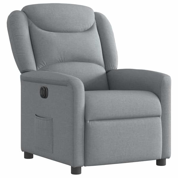vidaXL Elektrisk reclinerfåtölj ljusgrå tyg Grå