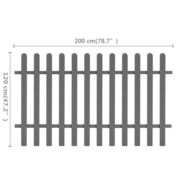 vidaXL Staket i WPC 200x120 cm grå grå