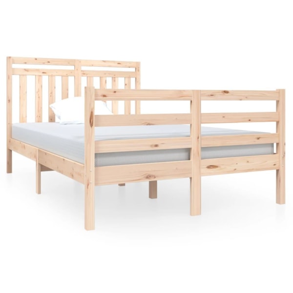 vidaXL Sängram massiv furu 120x190 cm Brun