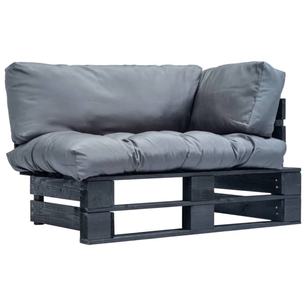 vidaXL Pallsoffa med dynor grå massiv furu grå