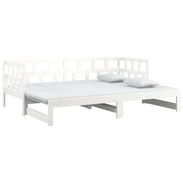 vidaXL Dagbädd utdragbar vit massiv furu 2x(90x200) cm Vit