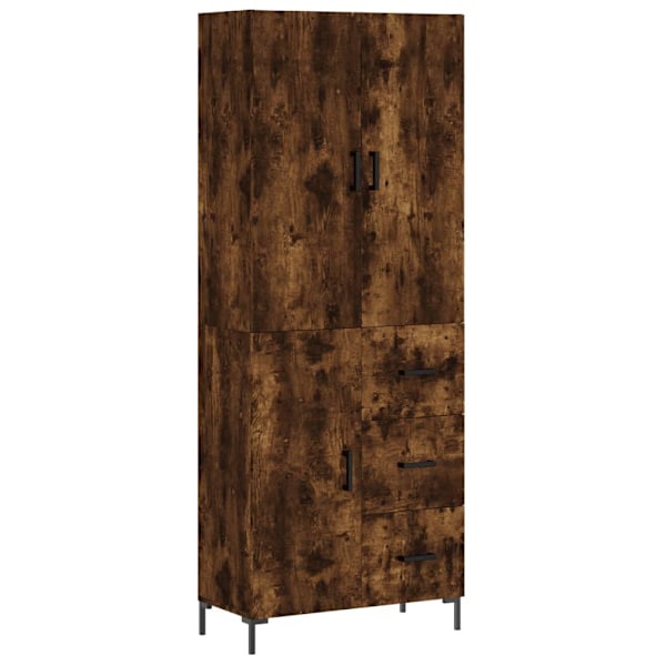vidaXL Högskåp rökfärgad ek 69,5x34x180 cm konstruerat trä Brun