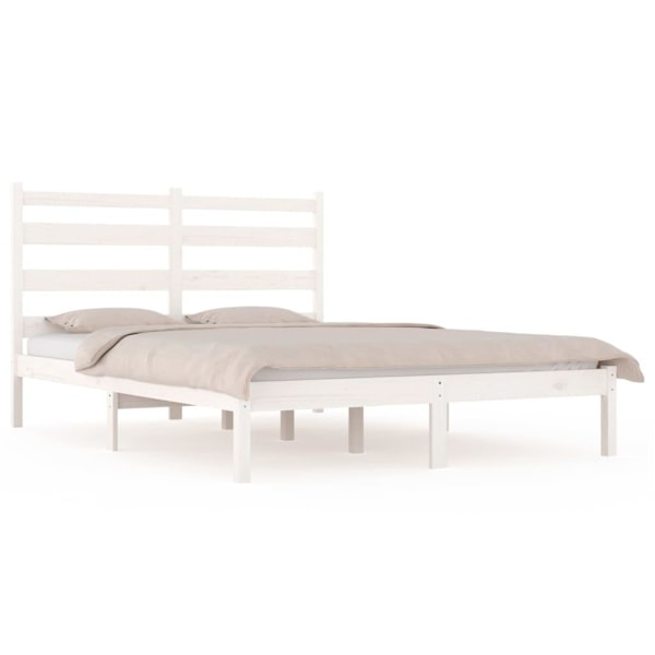 vidaXL Sängram vit massiv furu 200x200 cm Vit