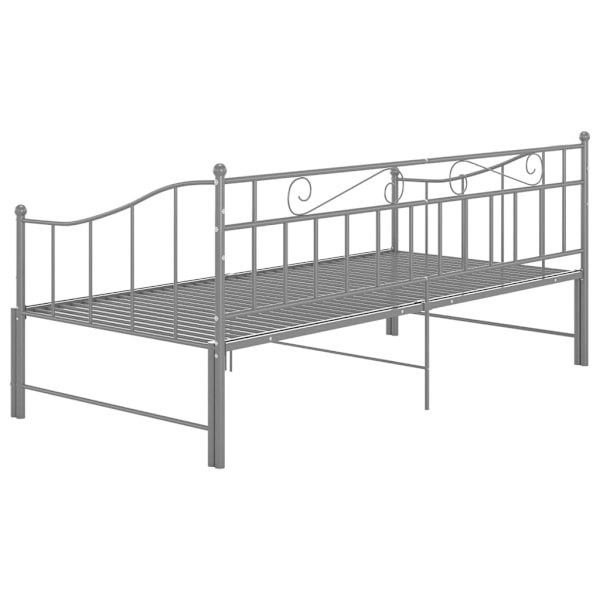 vidaXL Utdragbar sängram bäddsoffa grå metall 90x200 cm grå