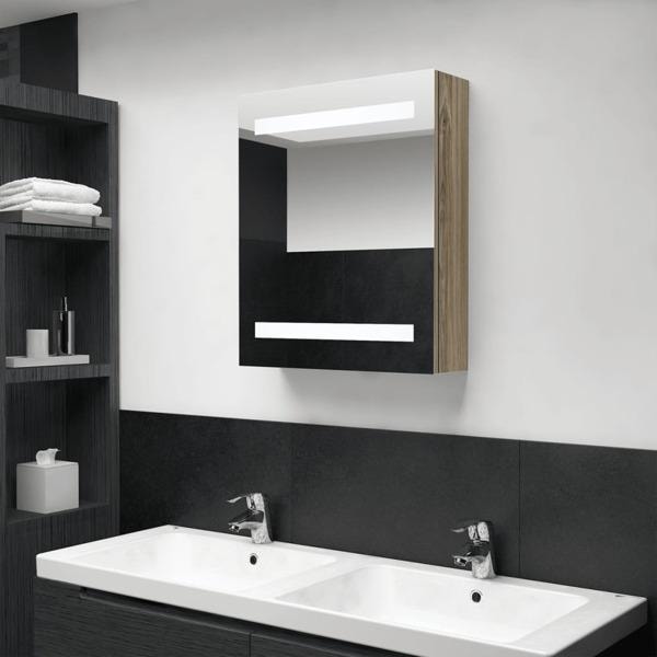 vidaXL Badrumsspegel LED ek 50x14x60 cm Brun