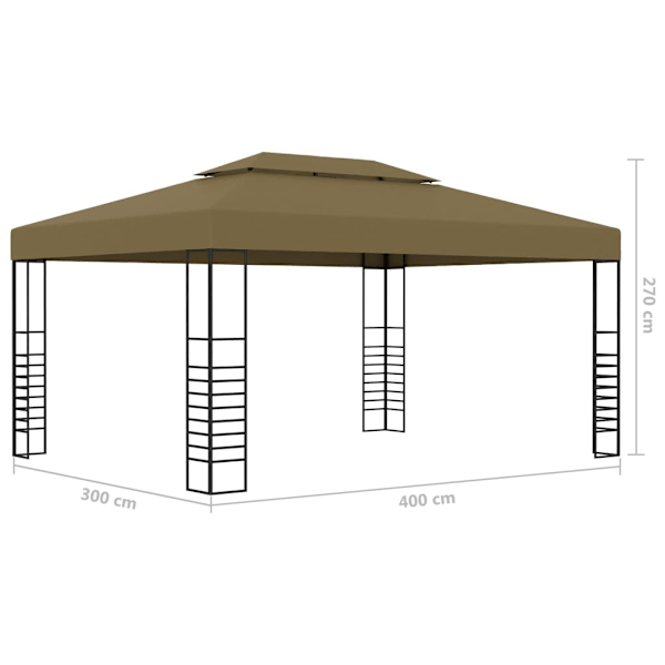 vidaXL Paviljong med ljusslinga LED 3x4 m taupe Taupe