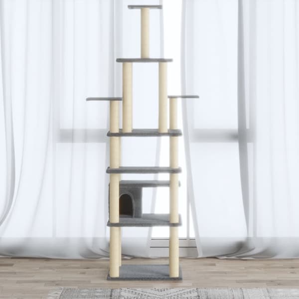 vidaXL Klösträd med sisalpelare ljusgrå 183 cm grå