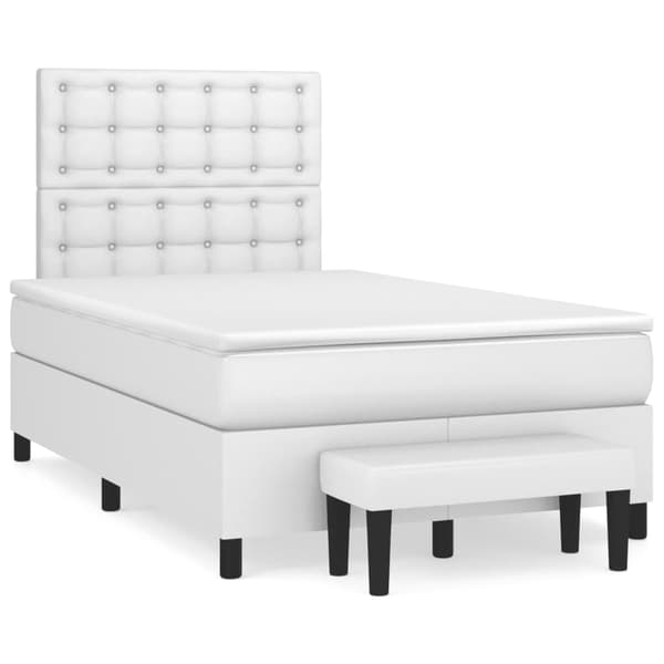 vidaXL Ramsäng med madrass vit 120x190 cm konstläder Vit