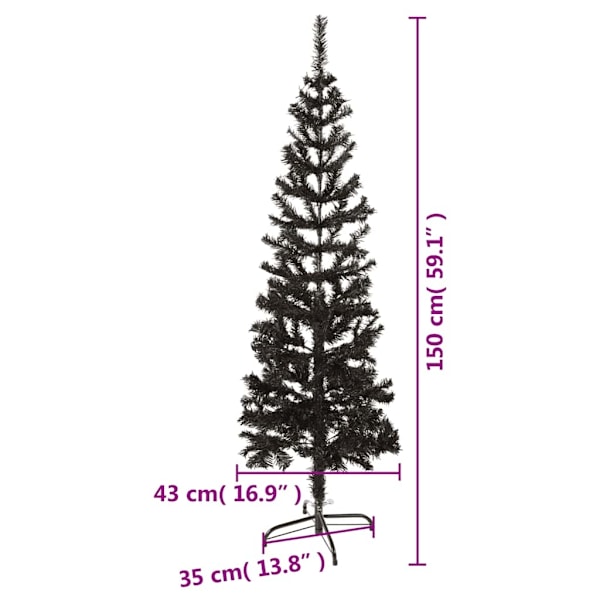 vidaXL Julgran smal svart 150 cm Svart