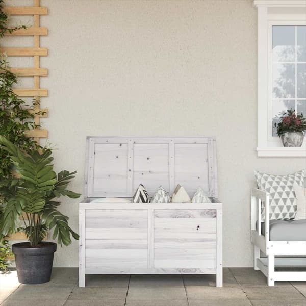 vidaXL Dynbox vit 99x49,5x58,5 cm massivt granträ Vit